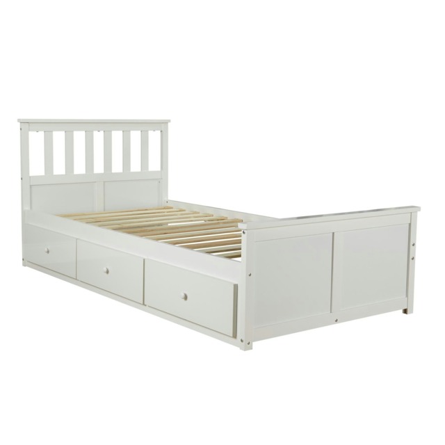 Single 3ft Pine Wooden Bed Frame 3ft Underbed Storage Drawers Bedroom Furniture