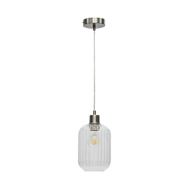 Batley - Clear Ribbed Glass with Satin Nickel Pendant Fitting Clear Clear 1