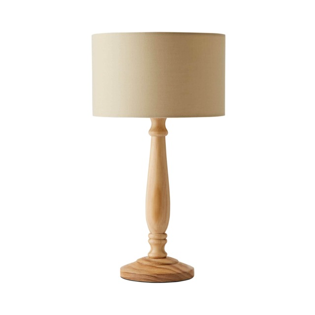ValueLights Victoria Light Wood Table Lamp Cream Shade and Bulb