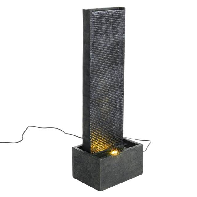 Living and Home Standing Water Feature Fountain Stone - Black Black