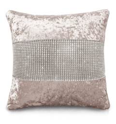 Luxury Crushed Velvet Diamonte Detail Cushion - 43cm x 43cm Pink Blush Pink