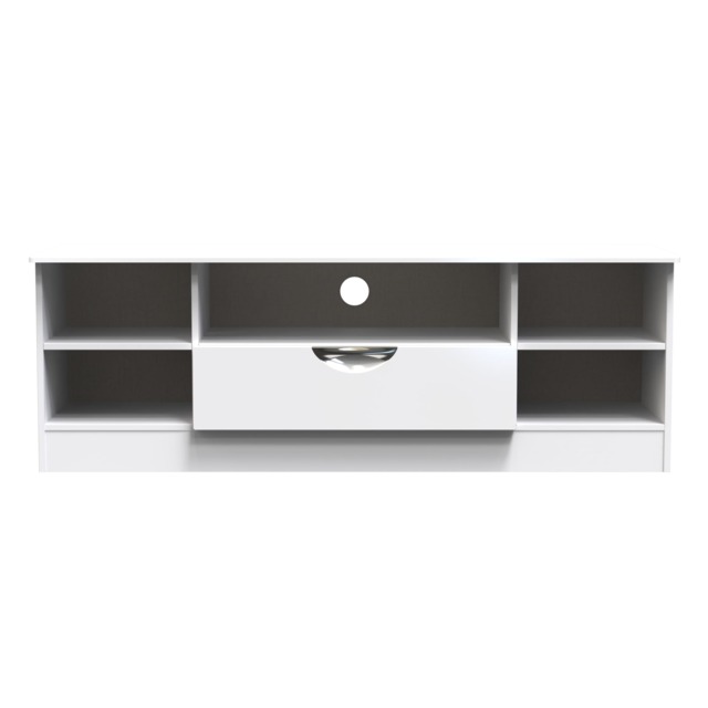 Holborn Wide 1 Drawer TV & Media Unit in White Gloss & White Matt (Ready Assembled) White White Gloss & White Matt