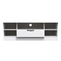 Holborn Wide 1 Drawer TV & Media Unit in White Gloss & White Matt (Ready Assembled) White White Gloss & White Matt