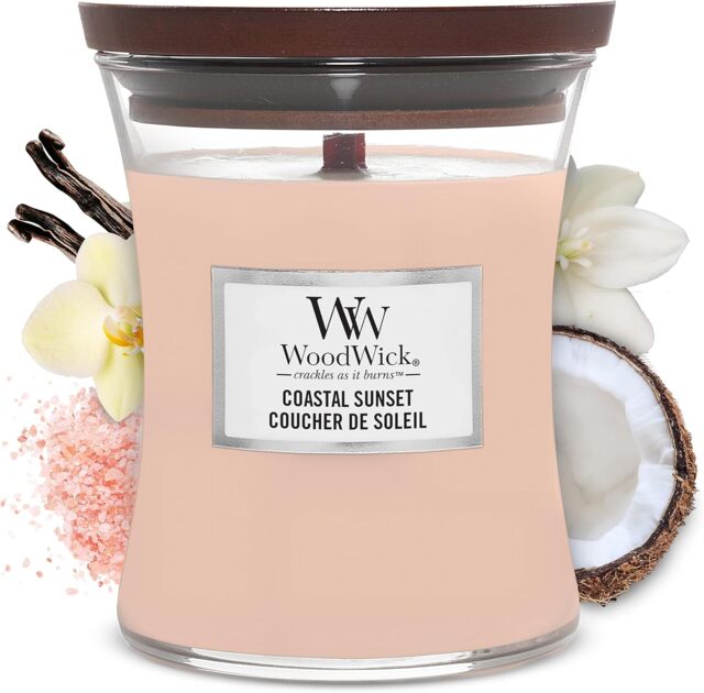 WoodWick Medium Hourglass Scented Candle Coastal Sunset with Crackling Wick Up to 60 Hours Burn Time