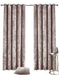Crushed Velvet Fully Lined Eyelet Curtains - Blush - 168x137cm