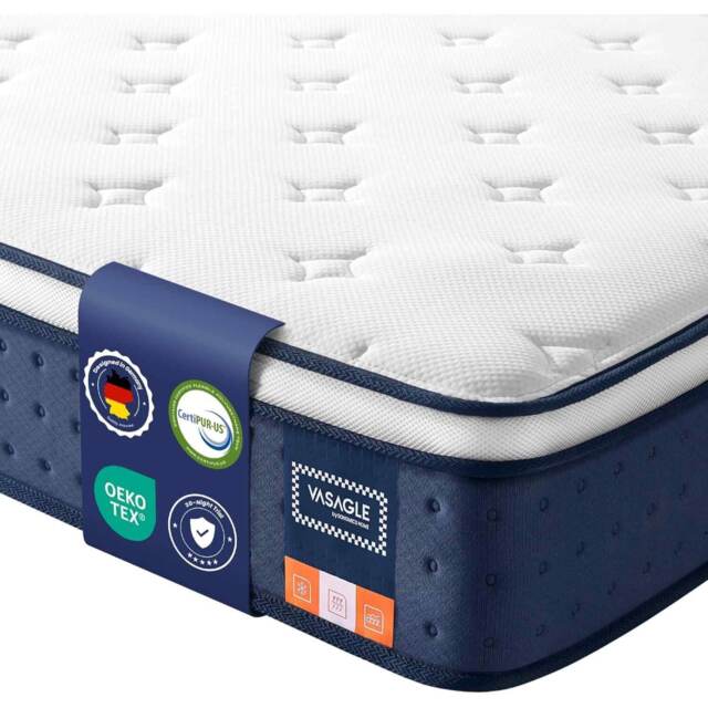 Hybrid Pocket Spring and Gel Memory Foam Single Mattress, Medium Firm with Motion Isolation, Blue