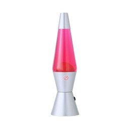 ValueLights Razzo Lava lamp Clear Silver Illuminated Decoration and Integrated LED 1W Pink Bulb