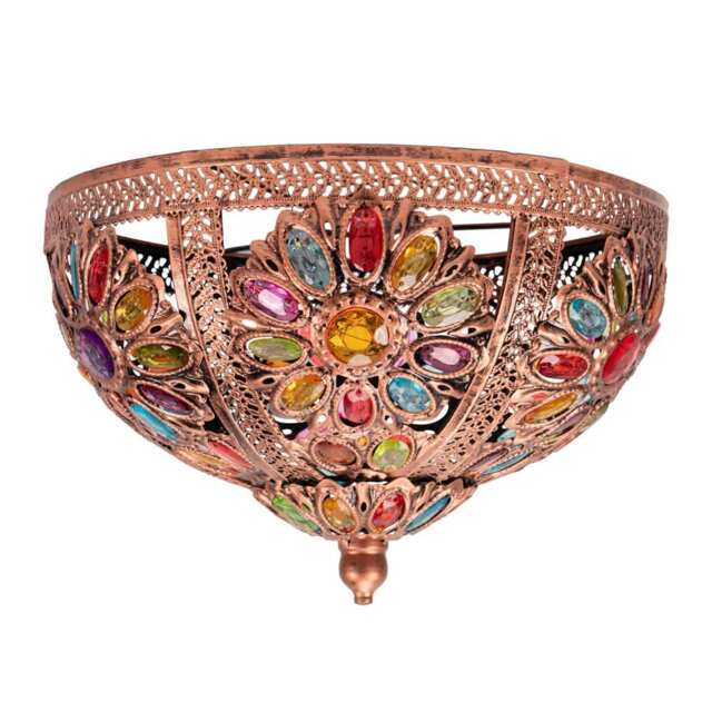 ValueLights Samia Bronze Ceiling Shade Multi Coloured Jewels Bronze