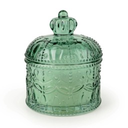 Round Embossed Candle Jar Chengdu Green