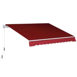 Outsunny 2.5m x 2m Garden Patio Manual Awning Canopy w Winding Handle Red Red 1