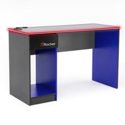 X Rocker Carbon-Tek 123.5cm LED Gaming Desk with Wireless Charging - Grey / Blue RGB