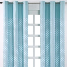 Homescapes Cotton Stars Blue Ready Made Eyelet Curtain Pair - 117 x 137 cm Drop Blue Blue