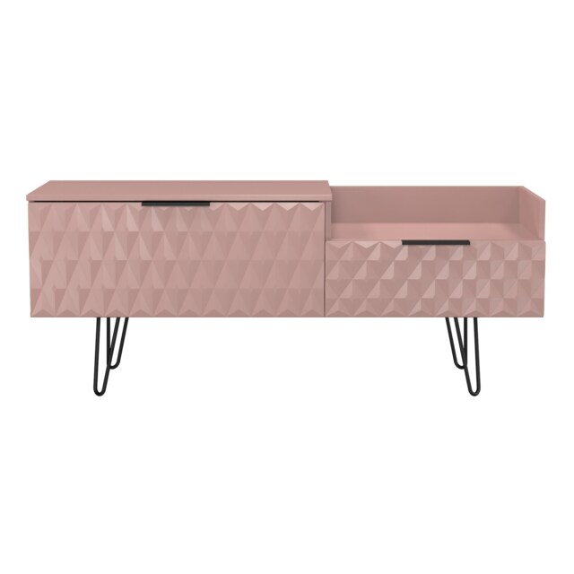 Islay 2 Drawer 2 Level Media Unit in Kobe Pink (Ready Assembled) Pink Kobe Pink