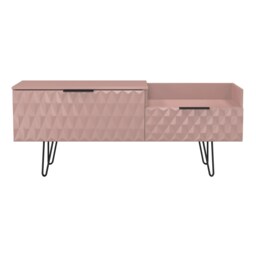 Islay 2 Drawer 2 Level Media Unit in Kobe Pink (Ready Assembled) Pink Kobe Pink