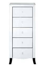 Orsina Stylish 5 Drawer Chest For Storing Items, Spacious Mirror Surfaced Chest, Versatile Silver Finished Chest