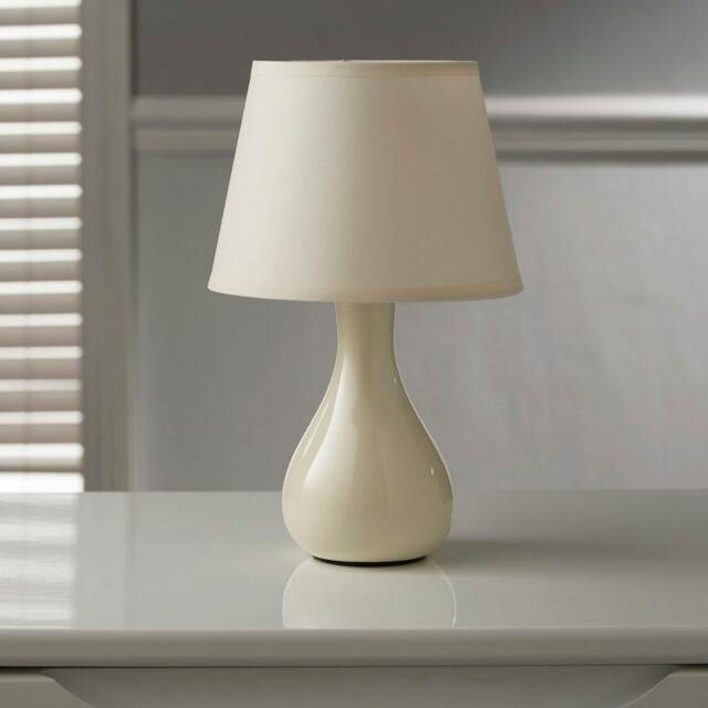 Calvin Cream Ceramic Table Lamp with Matching Shade Grey