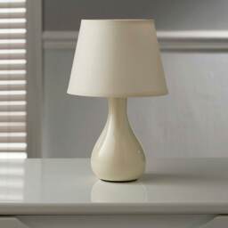 Calvin Cream Ceramic Table Lamp with Matching Shade Grey