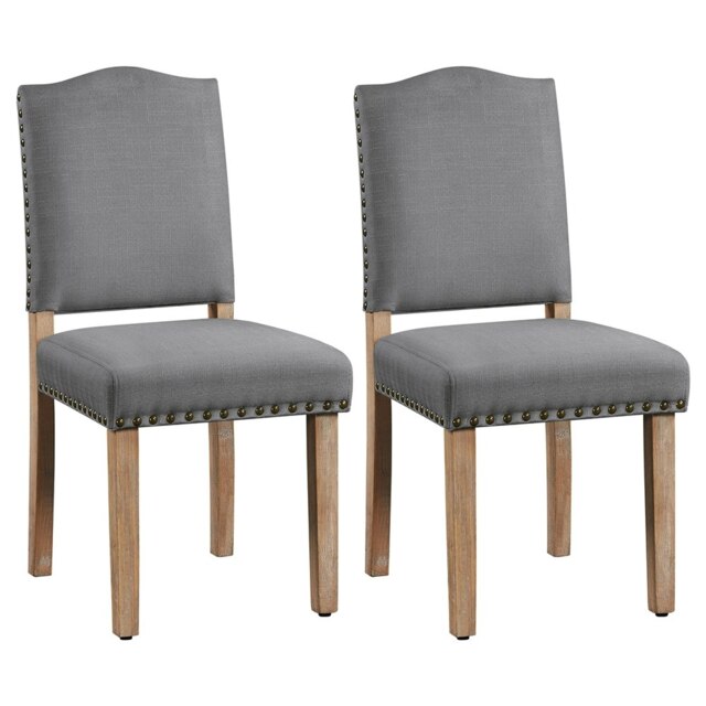 Yaheetech Set of 2 Upholstered Kitchen Chairs Dining Room Chairs Grey Dark Grey