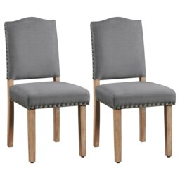 Yaheetech Set of 2 Upholstered Kitchen Chairs Dining Room Chairs Grey Dark Grey