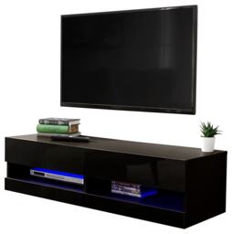 Galicia Wall TV Unit with LED Black Black
