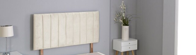 "Cream Plush Velvet 9 Panel Headboard Cream 5FT King 26""inch Headboard"