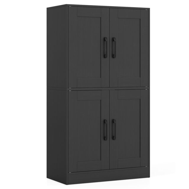 COSTWAY Pantry Cabinet Floor Storage Cabinet with Doors Black