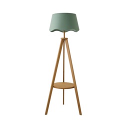 ValueLights Morrigan Mid Wood Floor Lamp Sage Green Scallop Shade Green