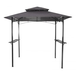 Charles Bentley 8 x 5Ft Steel Grill Gazebo Outdoor Tent Shelter - Cream and Grey