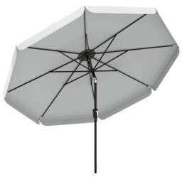 Outsunny 3 m Garden Parasol with Tilt & Crank, UPF30+ Outdoor Table Umbrella Grey Light Grey Dia. 295 x H 240 cm