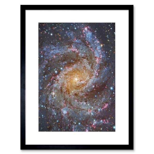 "Hubble NGC 6946 Supernova Fireworks Galaxy Star Cluster 9x7"" Black Framed Wall Art Print"
