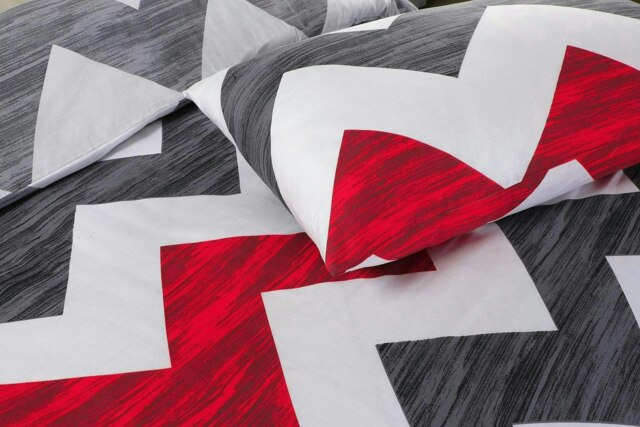 Zig Zag Striped Duvet Cover Set - King - Red