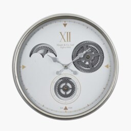 White and Silver Metal Cog Wall Clock