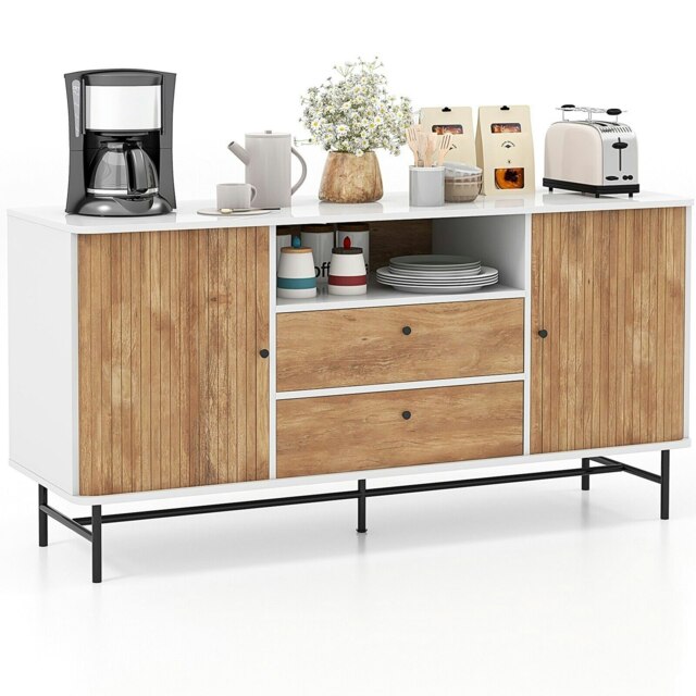 COSTWAY TV Stand for TVs 65 Inches Modern Entertainment Center White 1