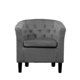 Clio Studded Velvet Tub Chair - Dark Grey