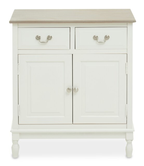 Orsina 2 Drawer Ivory Sideboard Cabinet, Pine Wood Storage Side Board for Kitchen, Dinning Room, Hallway, & Office