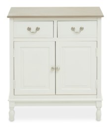Orsina 2 Drawer Ivory Sideboard Cabinet, Pine Wood Storage Side Board for Kitchen, Dinning Room, Hallway, & Office