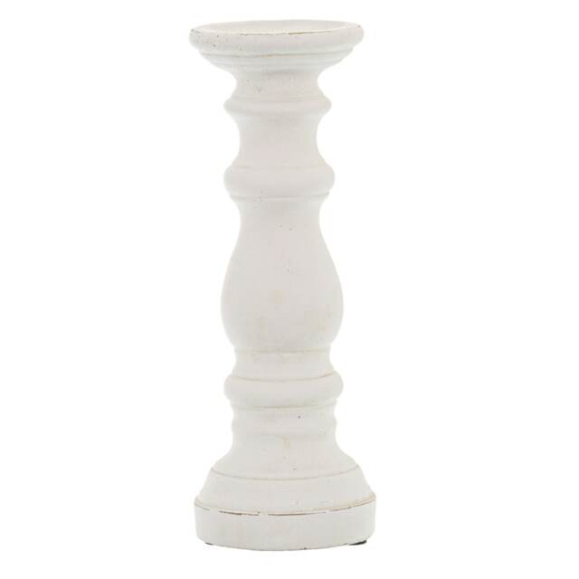 Hill Interiors Ceramic Column Candle Holder - White - 31cm x 12cm x 12cm White
