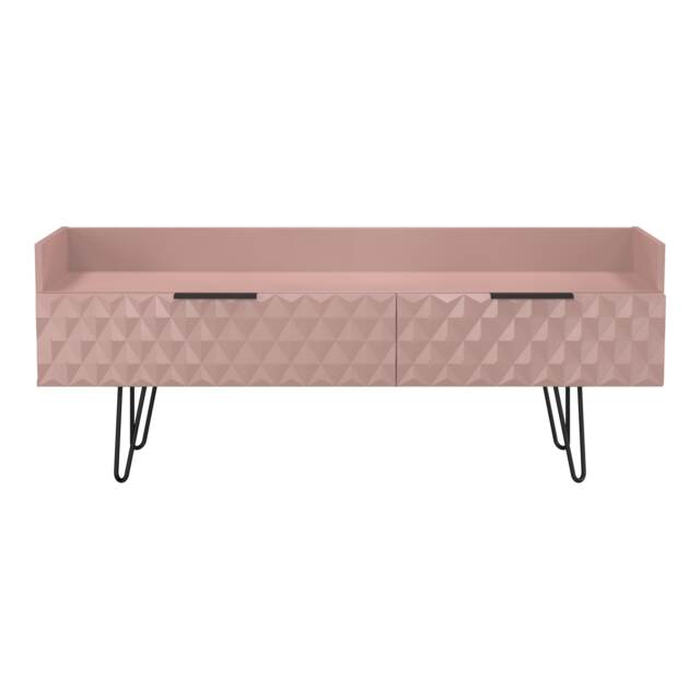Islay 2 Drawer TV Console Unit in Kobe Pink (Ready Assembled) Pink Kobe Pink
