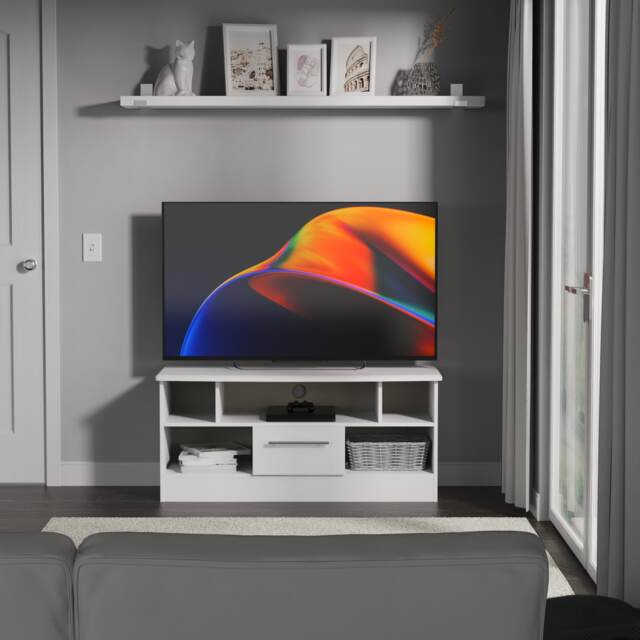 Carlton 1 Drawer TV & Media Unit in Porcelain Matt (Ready Assembled) White Porcelain Matt