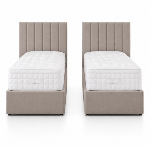 5ft Kingsize Zip Link 6x3 Length Coffee Plush Divan Bed Full Set No Drawers
