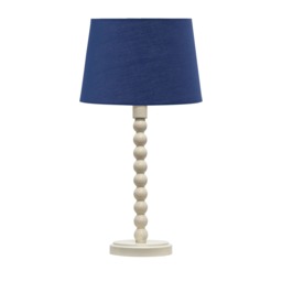 Bobbin - Ivory Lamp with Navy Blue Cotton Shade