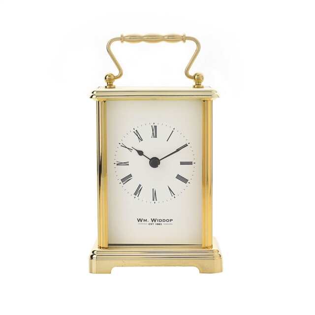 Widdop Gifts Gold Carriage Clock with White Dial