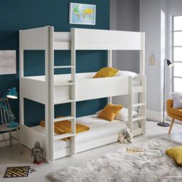 Snowdon White Three Tier Bunk Bed With Noah Memory Foam Mattresses