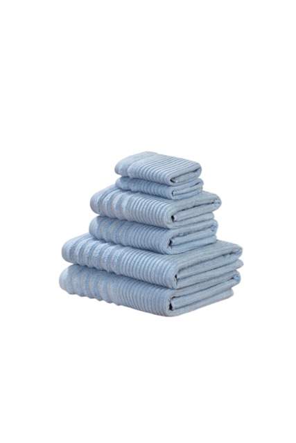 Linear 6 Piece Cotton Towels Bale Set Soft and Absorbent Blue Bath towel