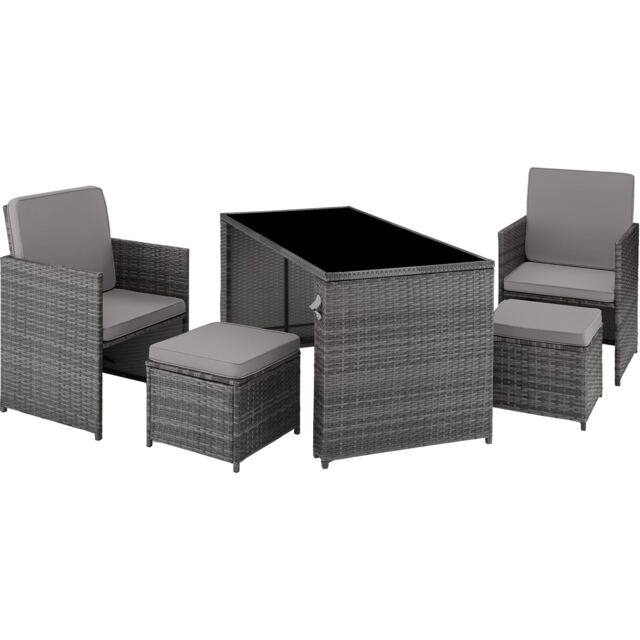 Garden Table and Chairs Palermo - up to 4 people, chairs, stools and table, weather and UV-resistant Grey grey 1