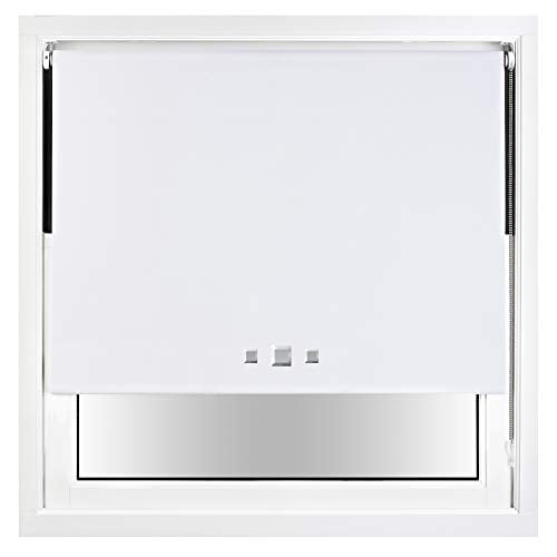 FURNISHED Blackout Roller Blind with Triple Square Eyelets Easy Fit Window Shade White White (W) 175cm x (L) 210cm