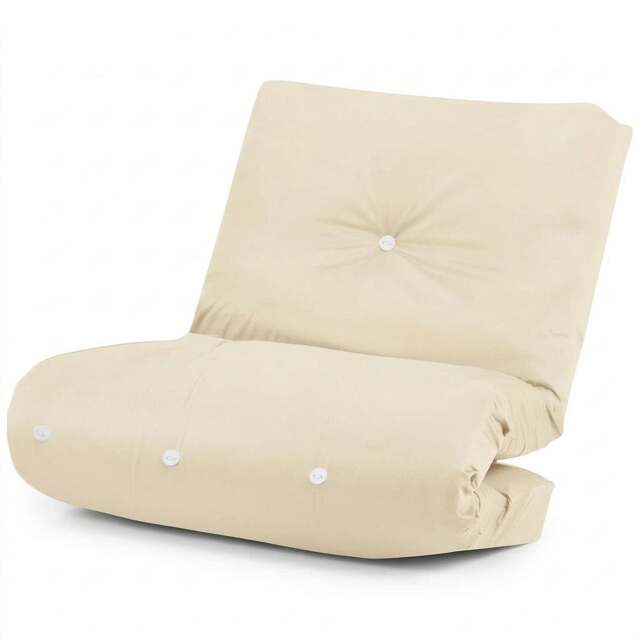 Futon Replacement Mattress 10cm - Small Single, Fibre Foam Filled, Floor Mattress Cream Cream Small Single 1