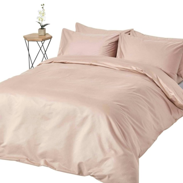 Homescapes Mink Beige Egyptian Cotton Duvet Cover with Pillowcases 1000 TC, Double Cream Double