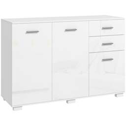 HOMCOM Sideboard Kitchen Storage Cabinet with 2 Drawers, High Gloss White