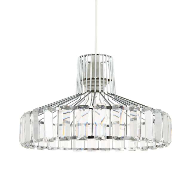 Modern Chrome Plated Easy Fit Pendant Shade with Clear Acrylic Prisms Chrome Chrome 1
